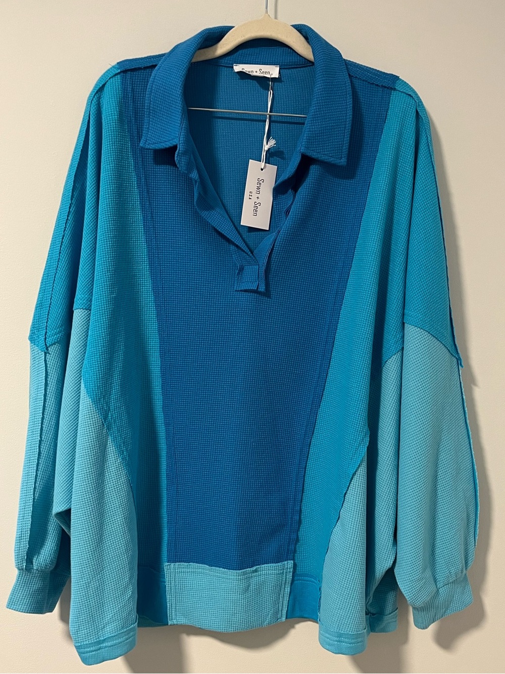Sewn + Seen Relaxed Colorblock B-Neck Pullover Sweater NWT
